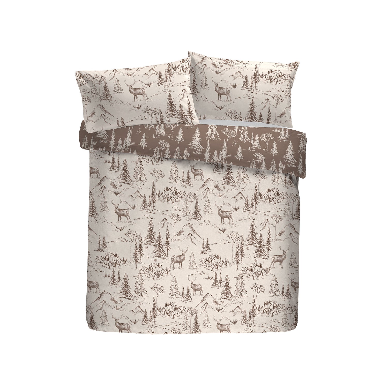 Dreams & Drapes Alpine Stag Brushed Cotton Duvet Cover Bedding Set Natural