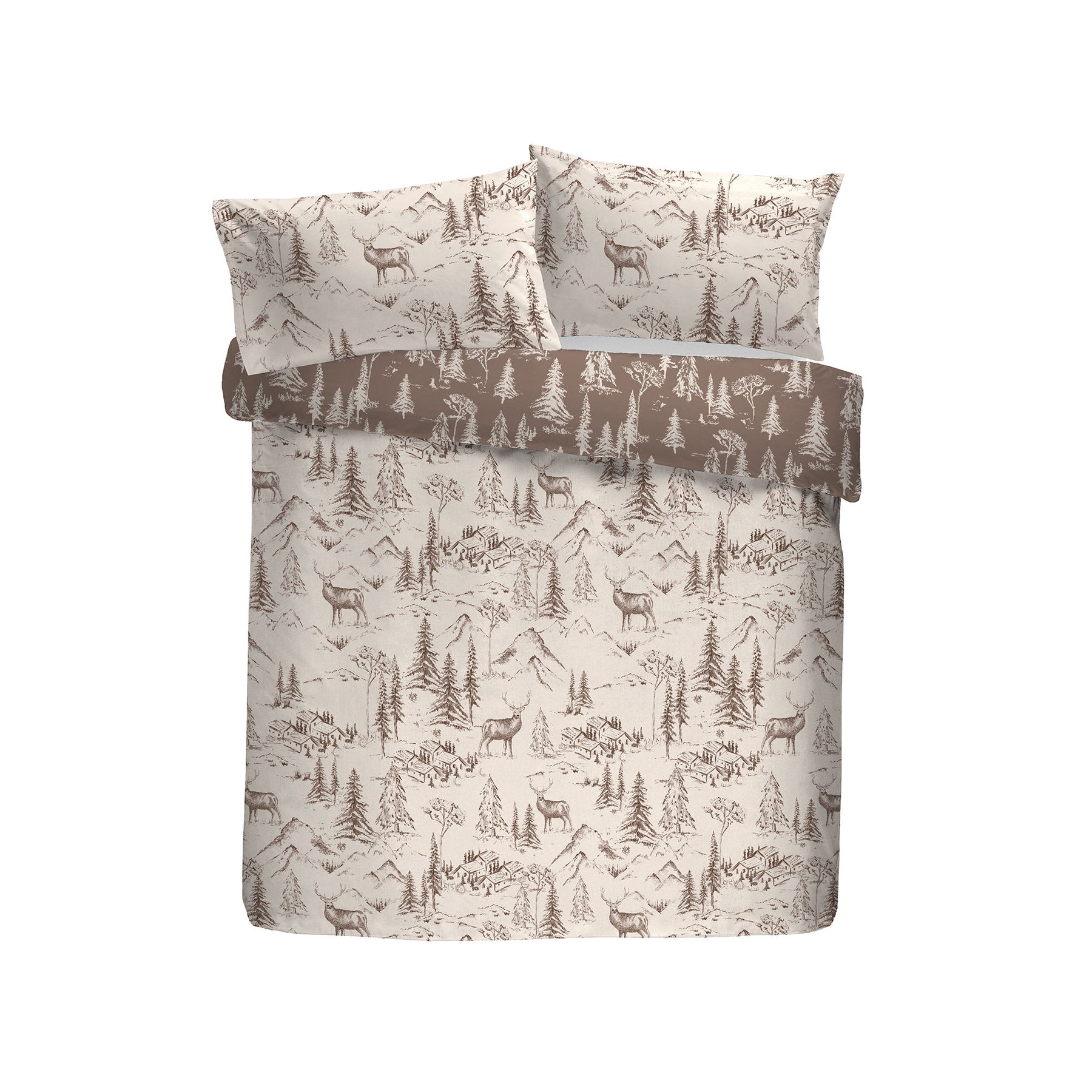 Dreams and Drapes Alpine Stag Brushed Cotton Duvet Cover Bedding Set Natural