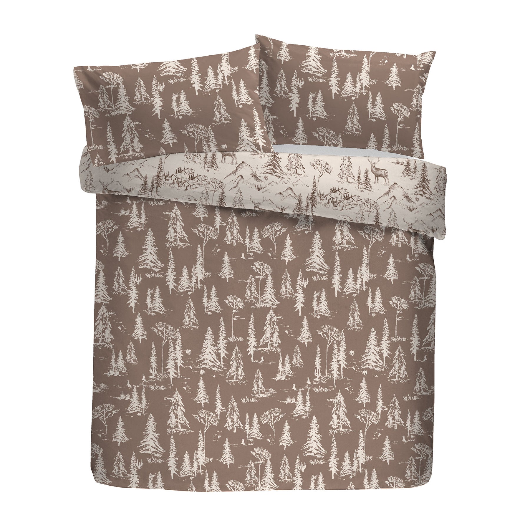 Dreams and Drapes Alpine Stag Brushed Cotton Duvet Cover Bedding Set Natural