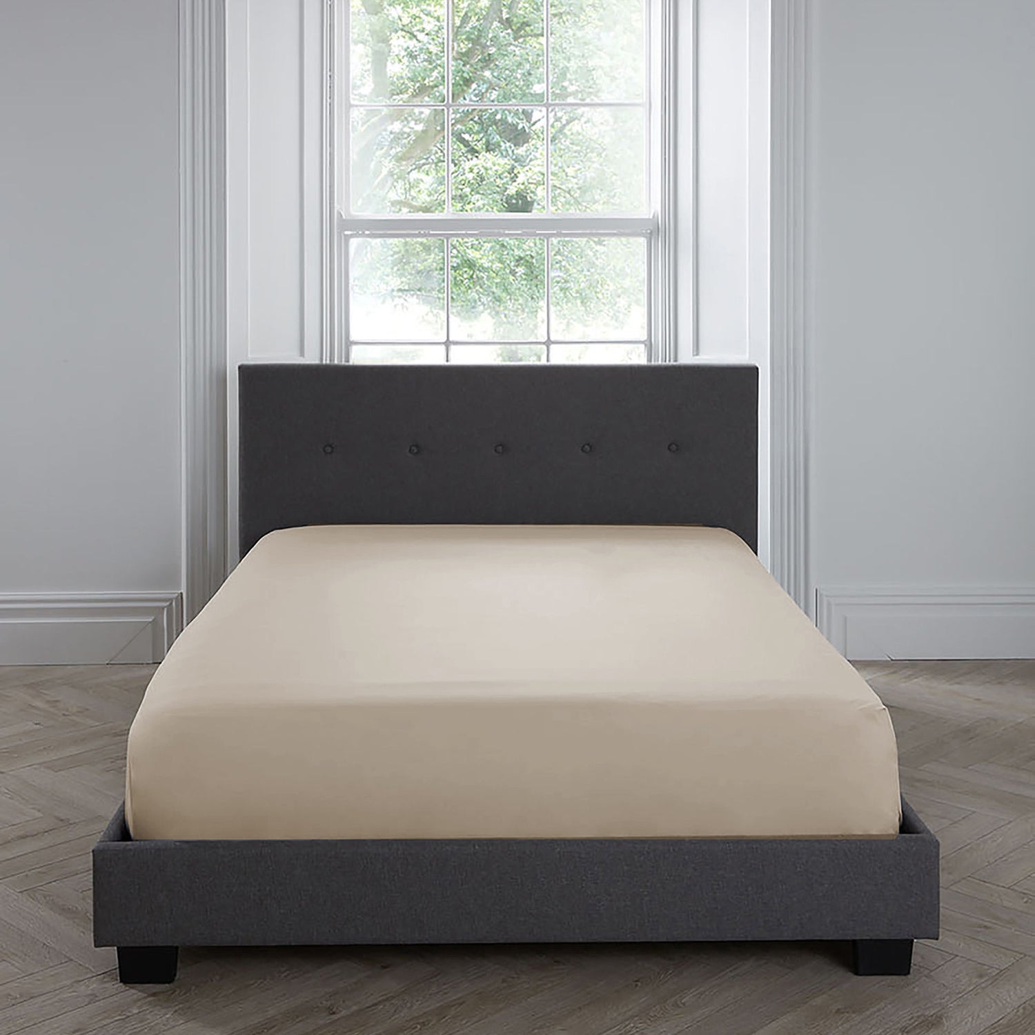 Appletree 200TC Plain Dye Bed Linen Fitted Sheet Natural