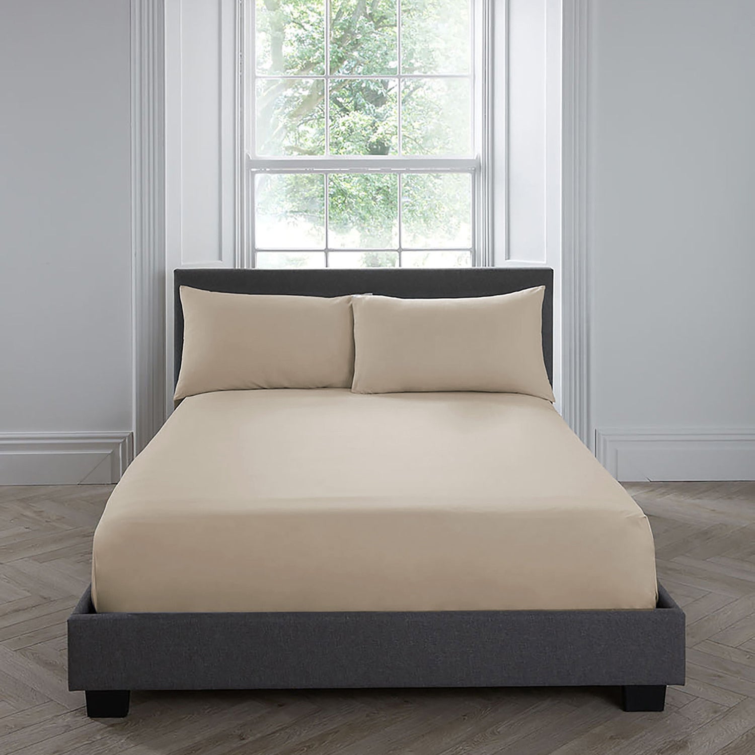 Appletree 200TC Plain Dye Bed Linen Fitted Sheet Natural