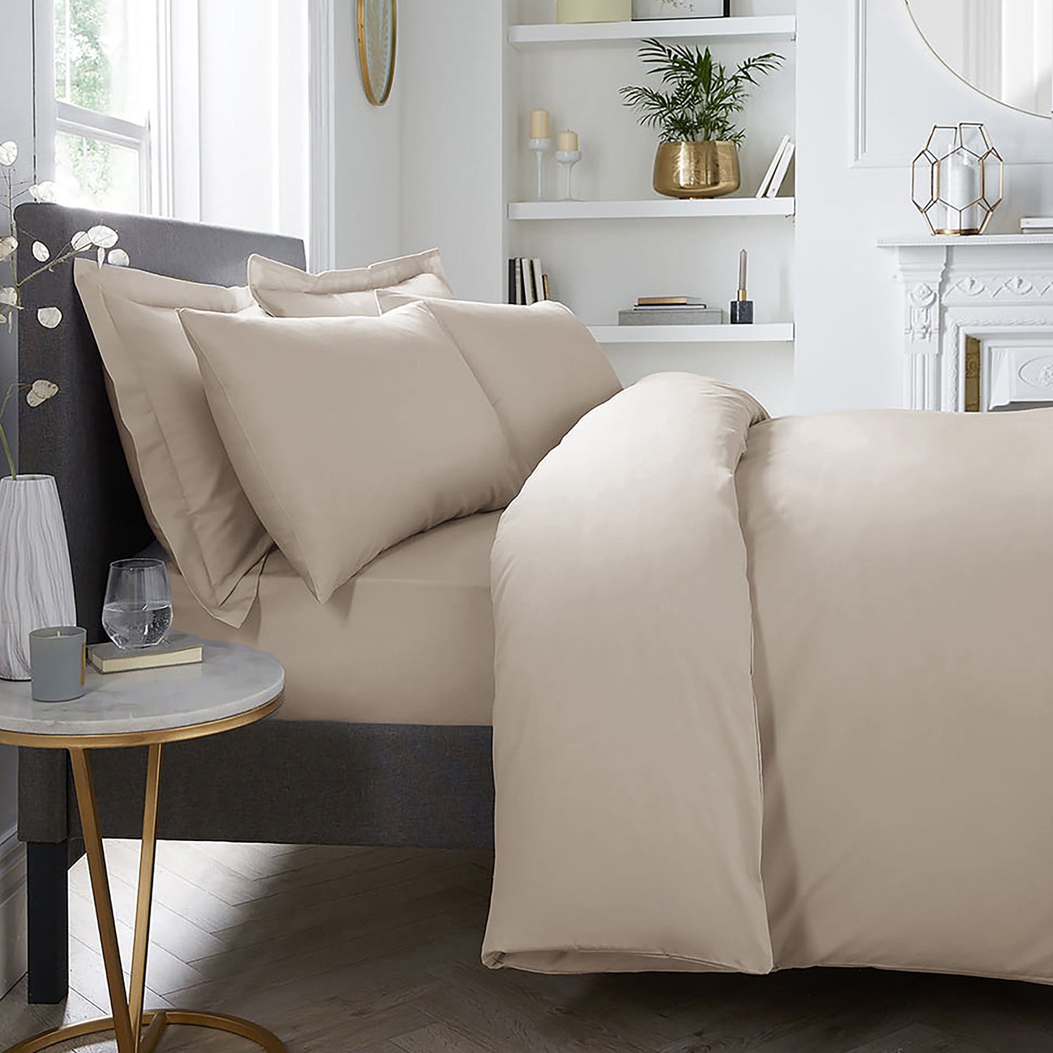 Appletree 200TC Plain Dye Bed Linen Fitted Sheet Natural