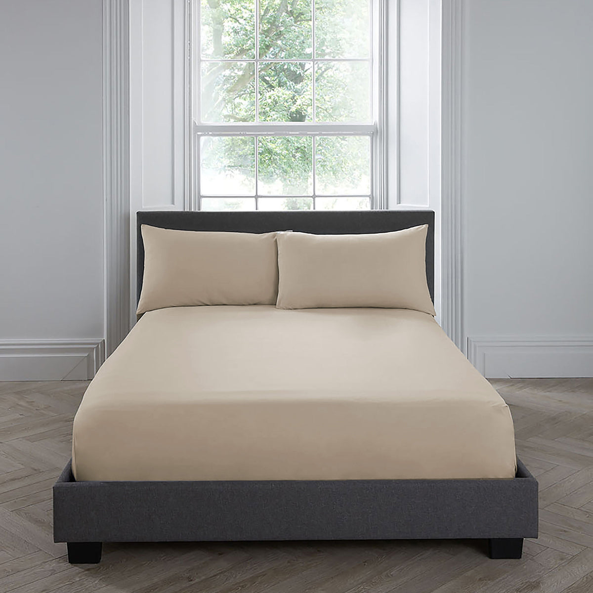Appletree 200TC Plain Dye Pair of Oxford Pillowcases Natural