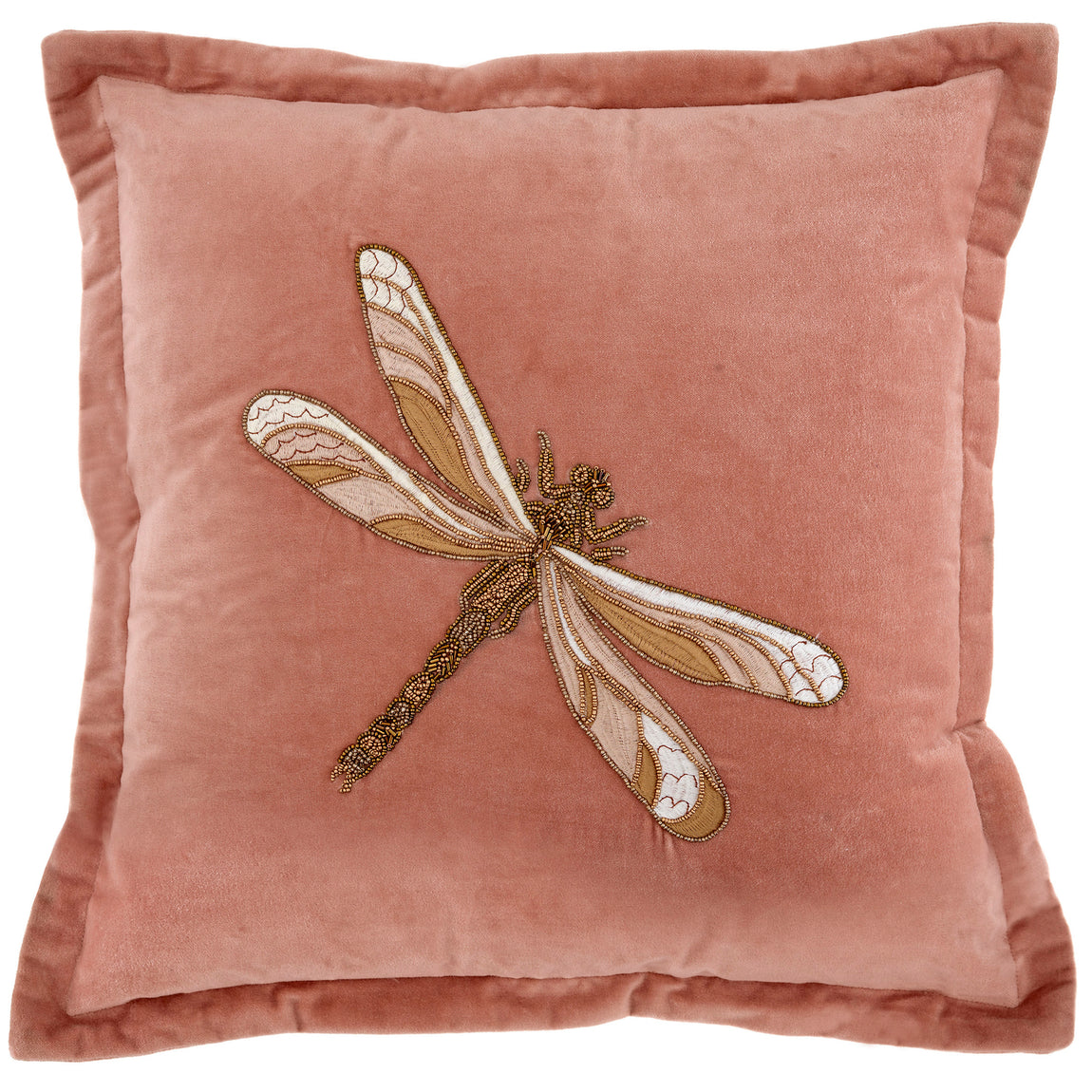Voyage Maison Aria Embroidered Velvet Feather Filled Cushion 50cm x 50cm Pink