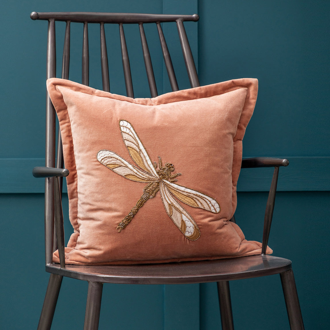 Voyage Maison Aria Embroidered Velvet Feather Filled Cushion 50cm x 50cm Pink