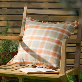 Voyage Maison Arrochar Tartan Outdoor Filled Cushion 50cm x 50cm Russet