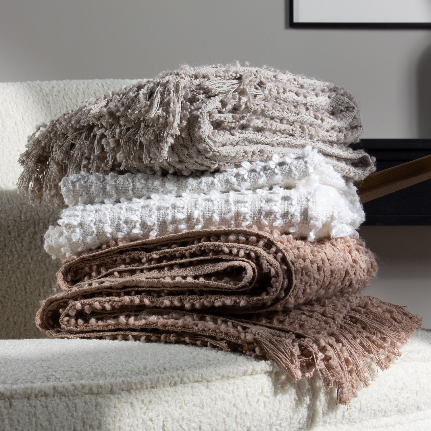 Arvo Woven Fringed Throw 130cm x 180cm Feather