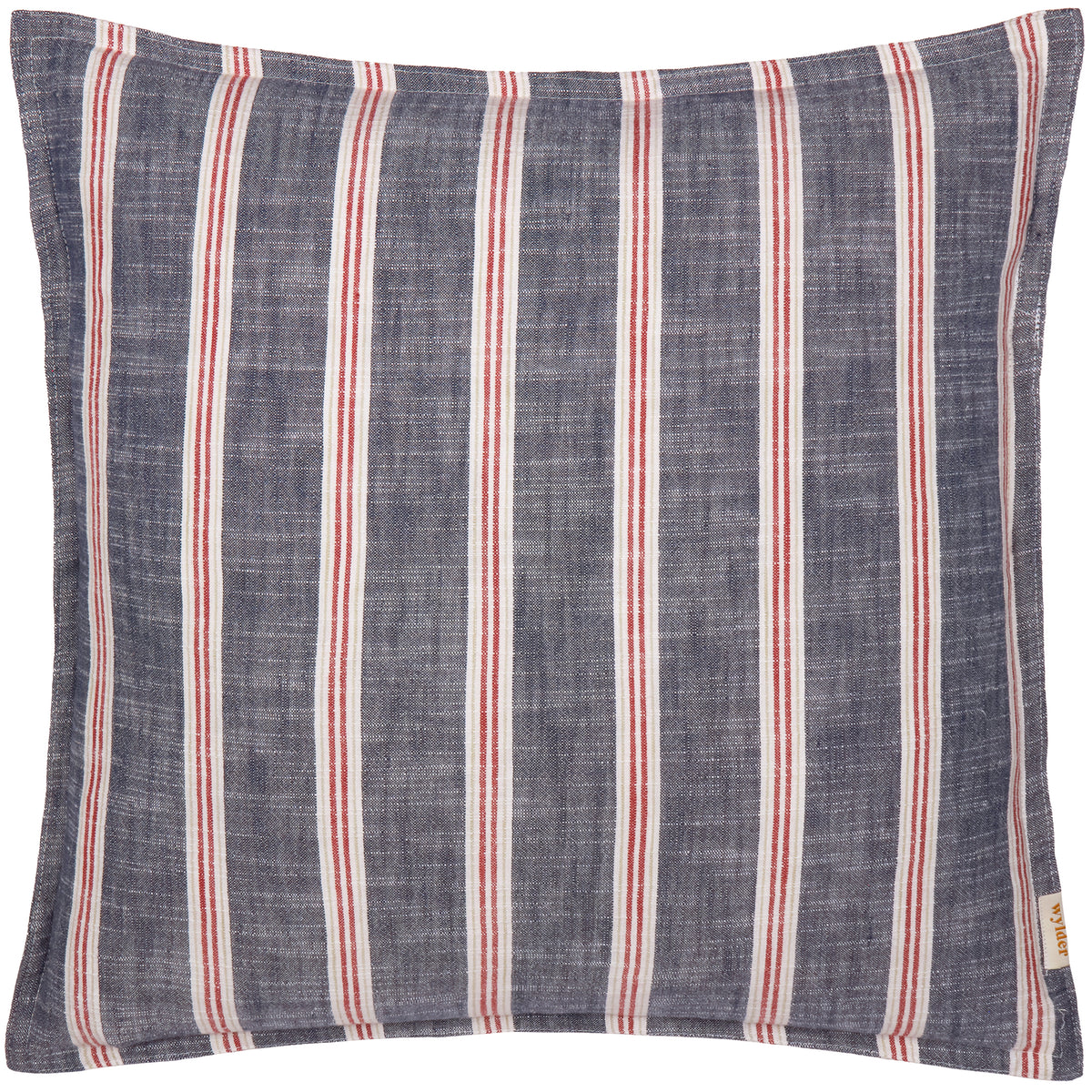 Yard Abersoch Stripe Cotton 50cm x 50cm Filled Cushion Regatta Red
