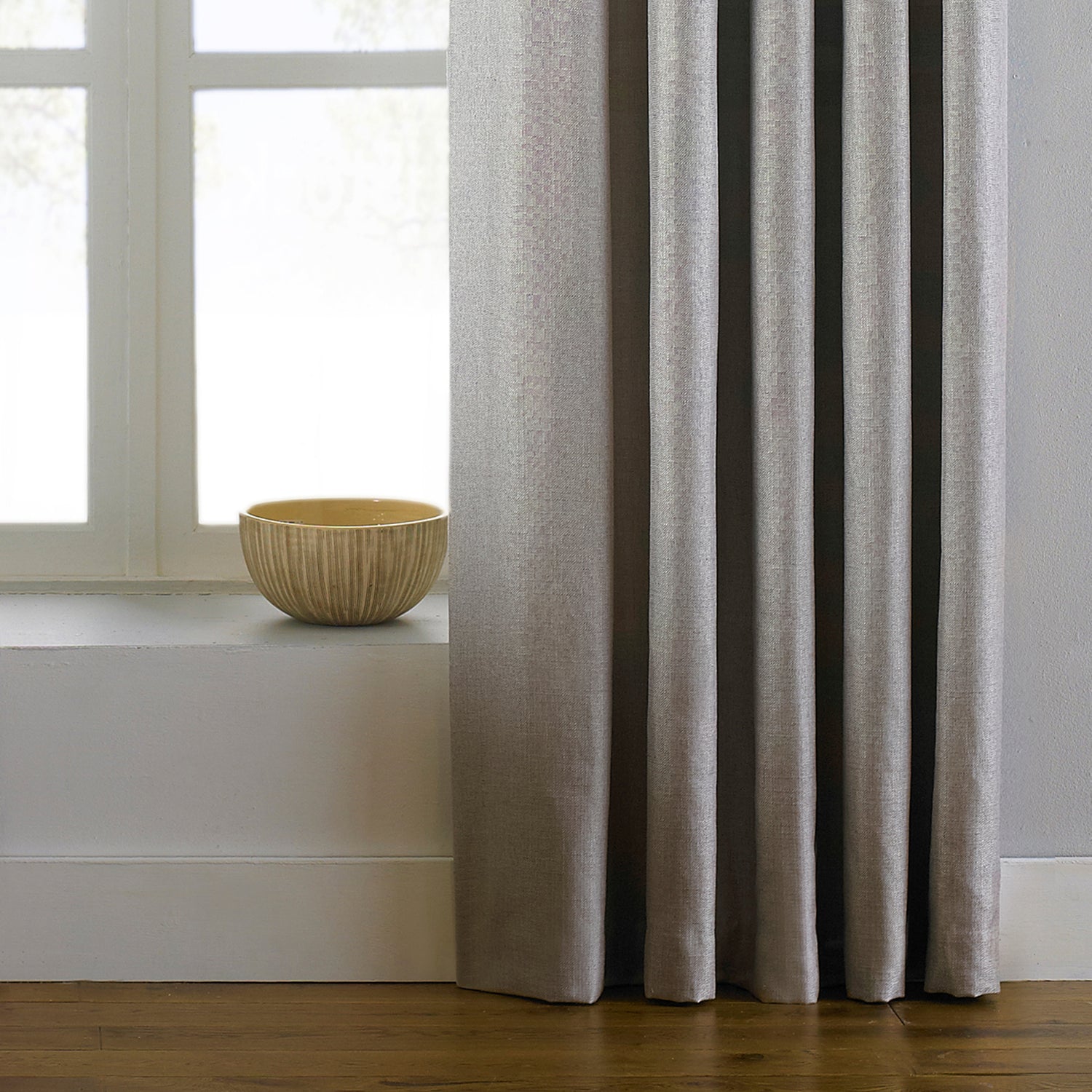 Paoletti Atlantic Twill Woven Ready Made Eyelet Curtains Natural
