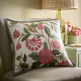 Appletree Aurelia Embroidered 43cmx43cm Filled Cushion Green