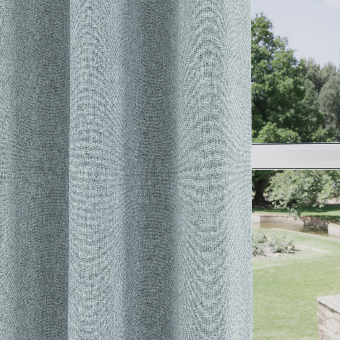 Austin Thermal Textured Ready Made Eyelet Blackout Curtains Blue