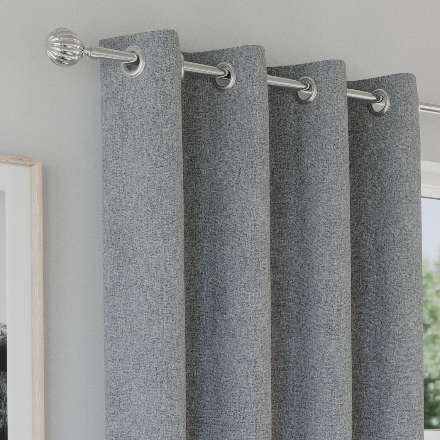 Austin Thermal Ready Made Eyelet Blackout Curtains Grey