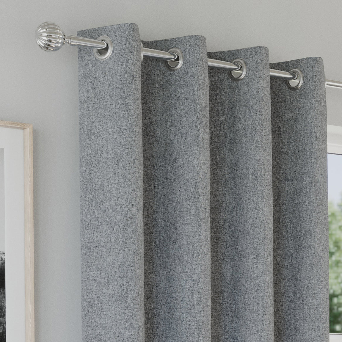 Austin Thermal Ready Made Eyelet Blackout Curtains Grey