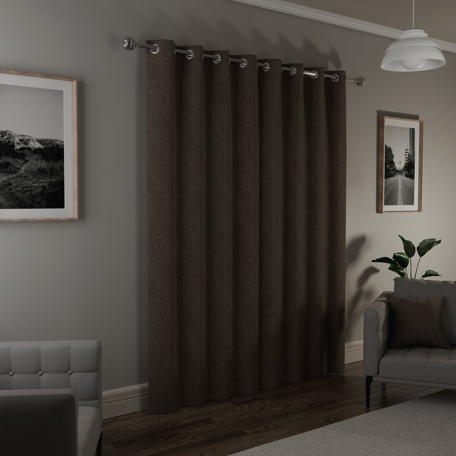 Austin Thermal Ready Made Eyelet Blackout Curtains Natural