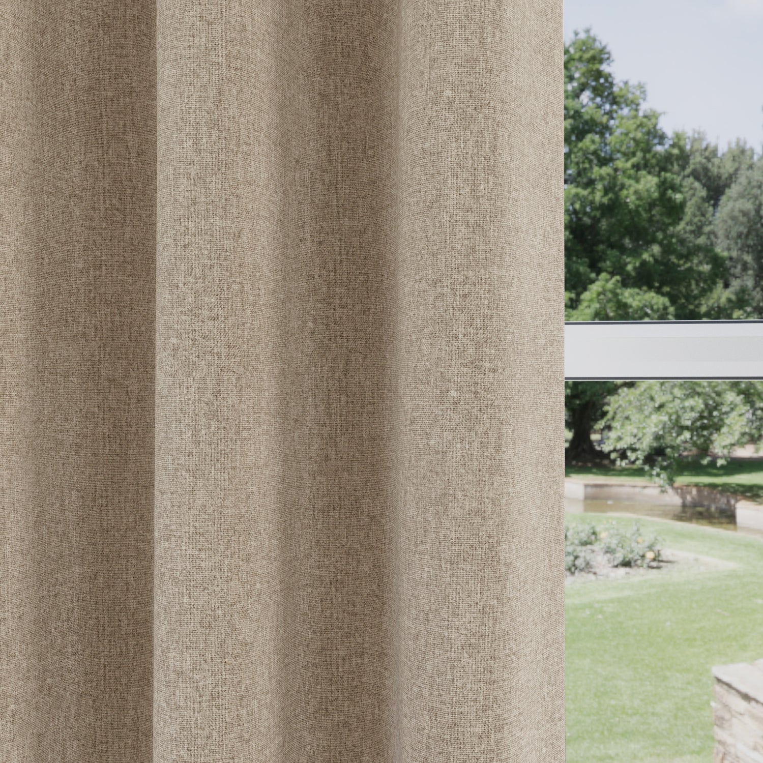 Austin Thermal Ready Made Eyelet Blackout Curtains Natural