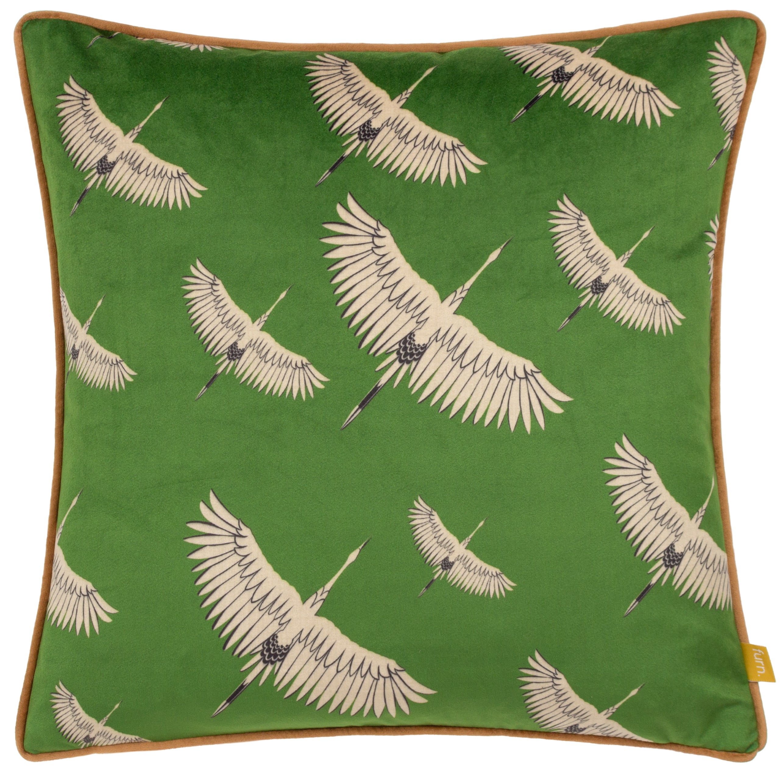 Furn Green Avalon Velvet Piped 43cm x 43cm Filled Cushion Terrys