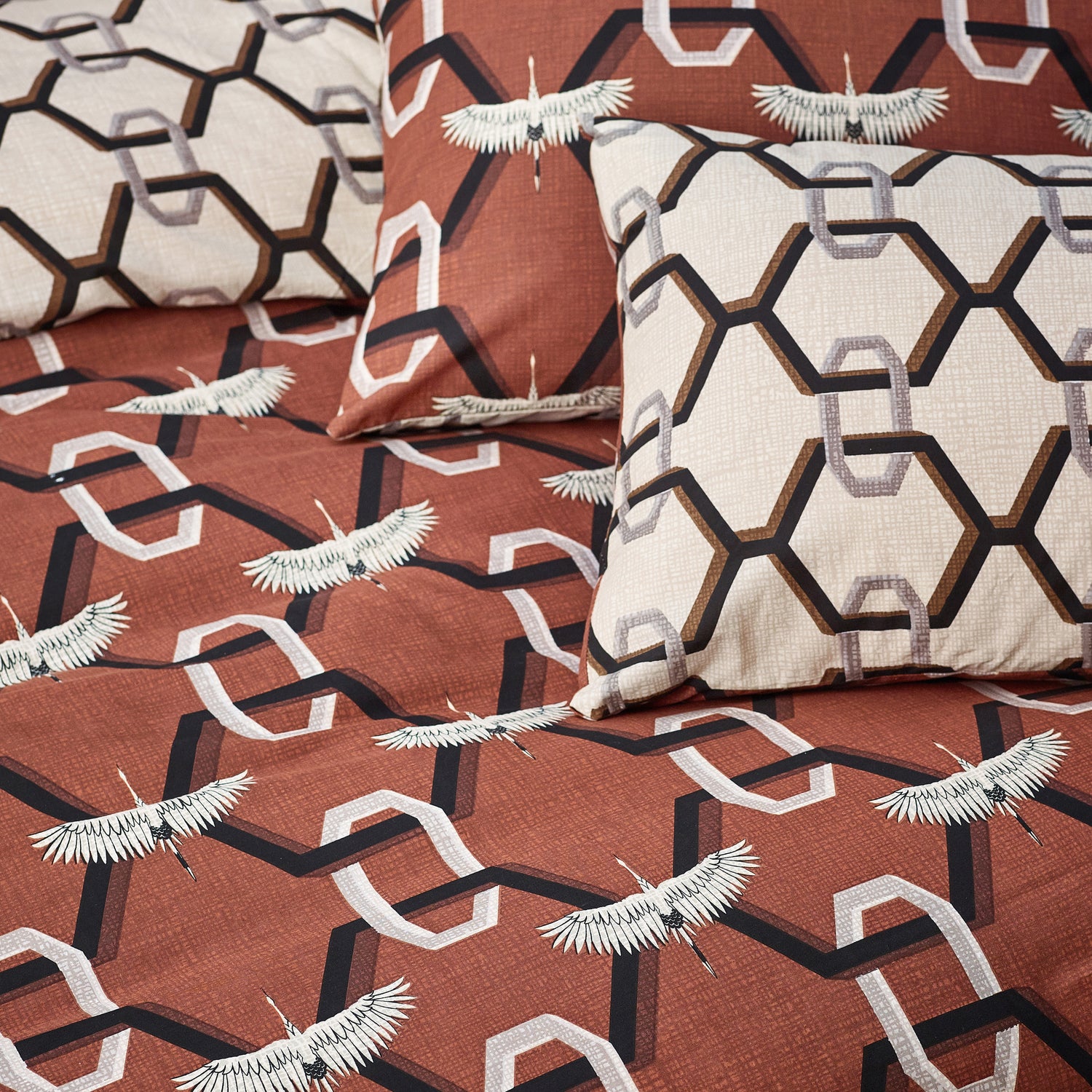 Furn Avalon Geometric Duvet Cover Bedding Set Brick