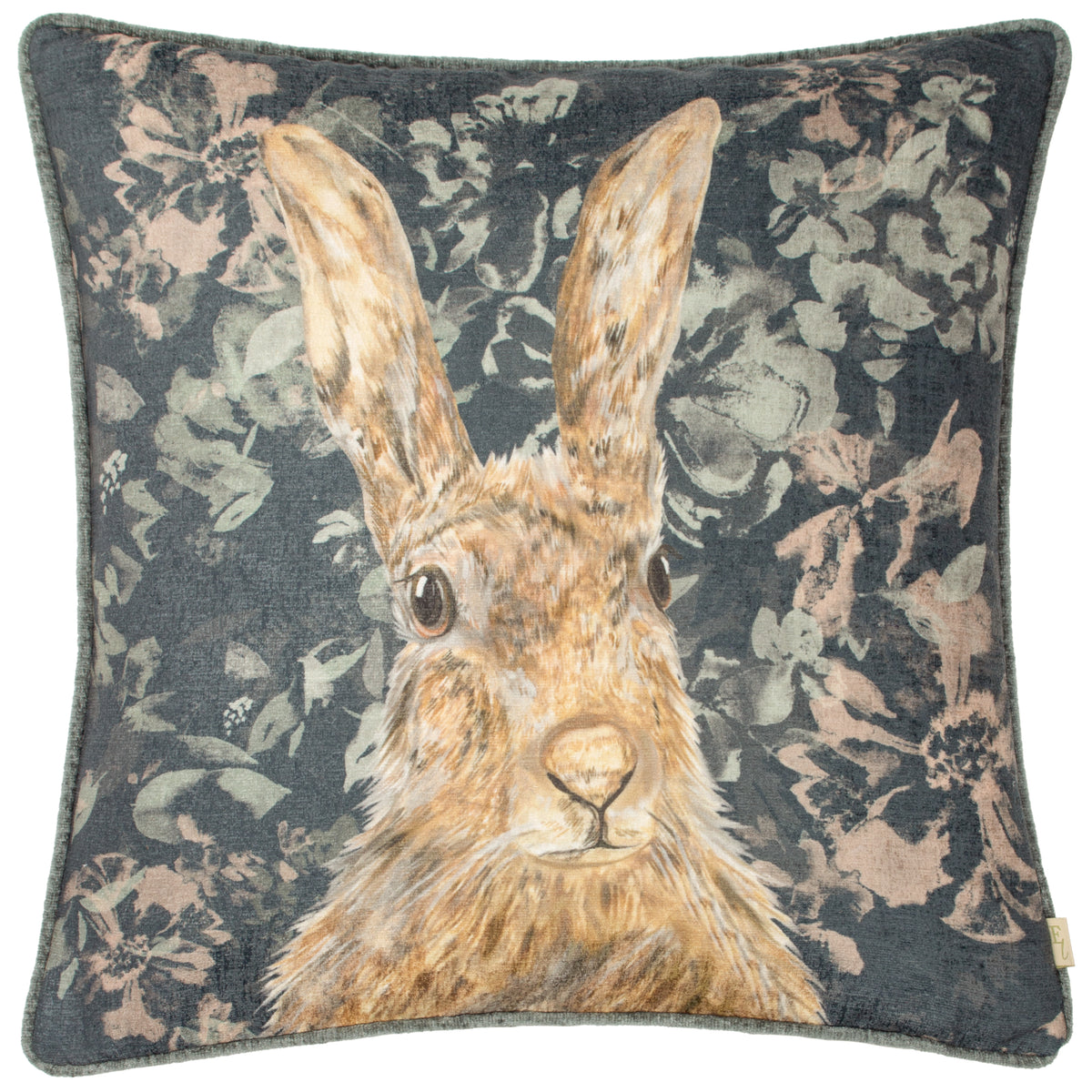 Evans Lichfield Avebury Hare Piped Filled Cushion 43cm x 43cm Navy