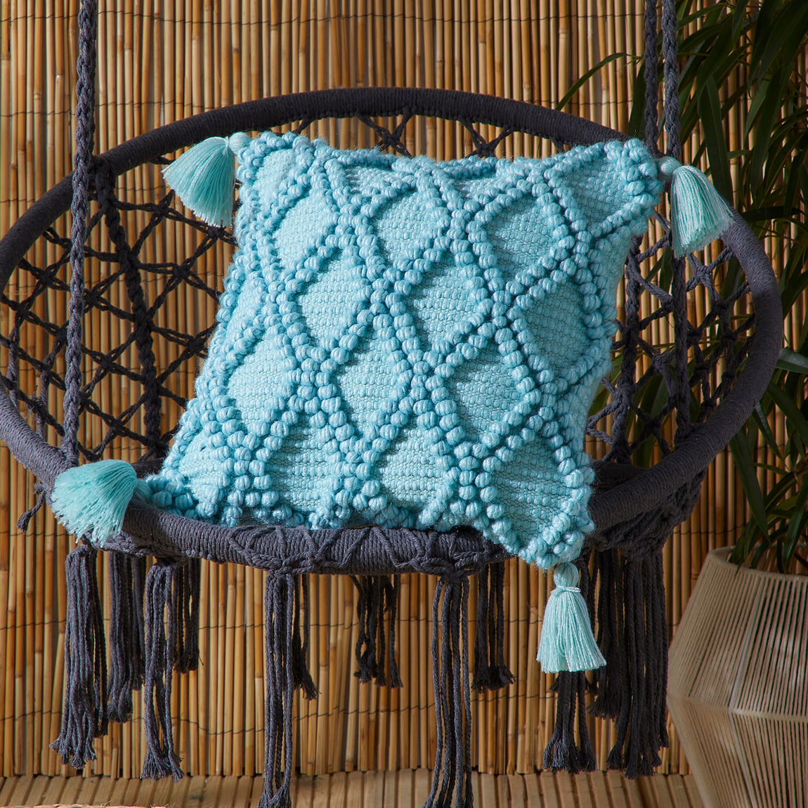 Drift Home Alda Outdoor Filled Cushion 43cm x 43cm Duck Egg