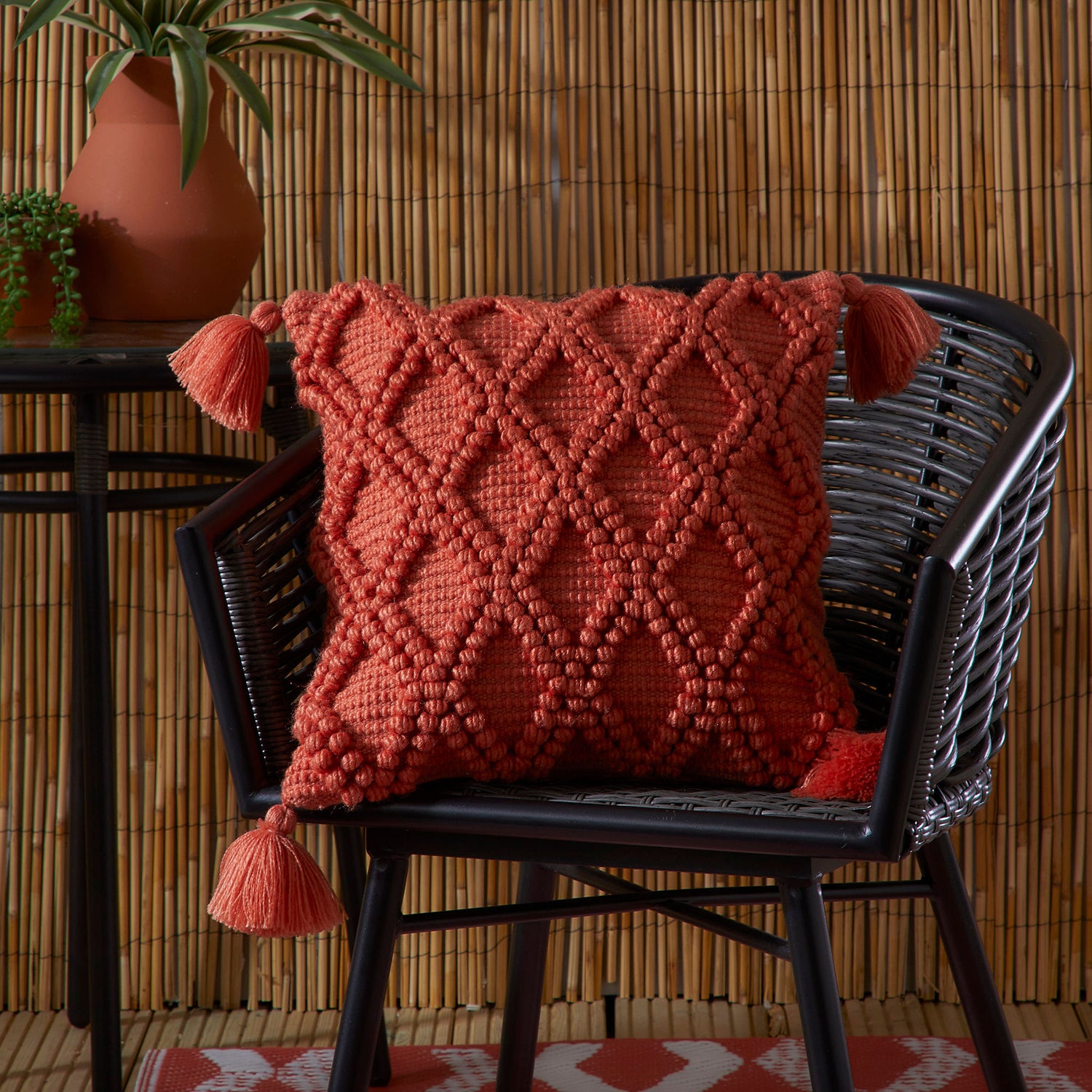 Drift Home Alda Outdoor Filled Cushion 43cm x 43cm Terracotta