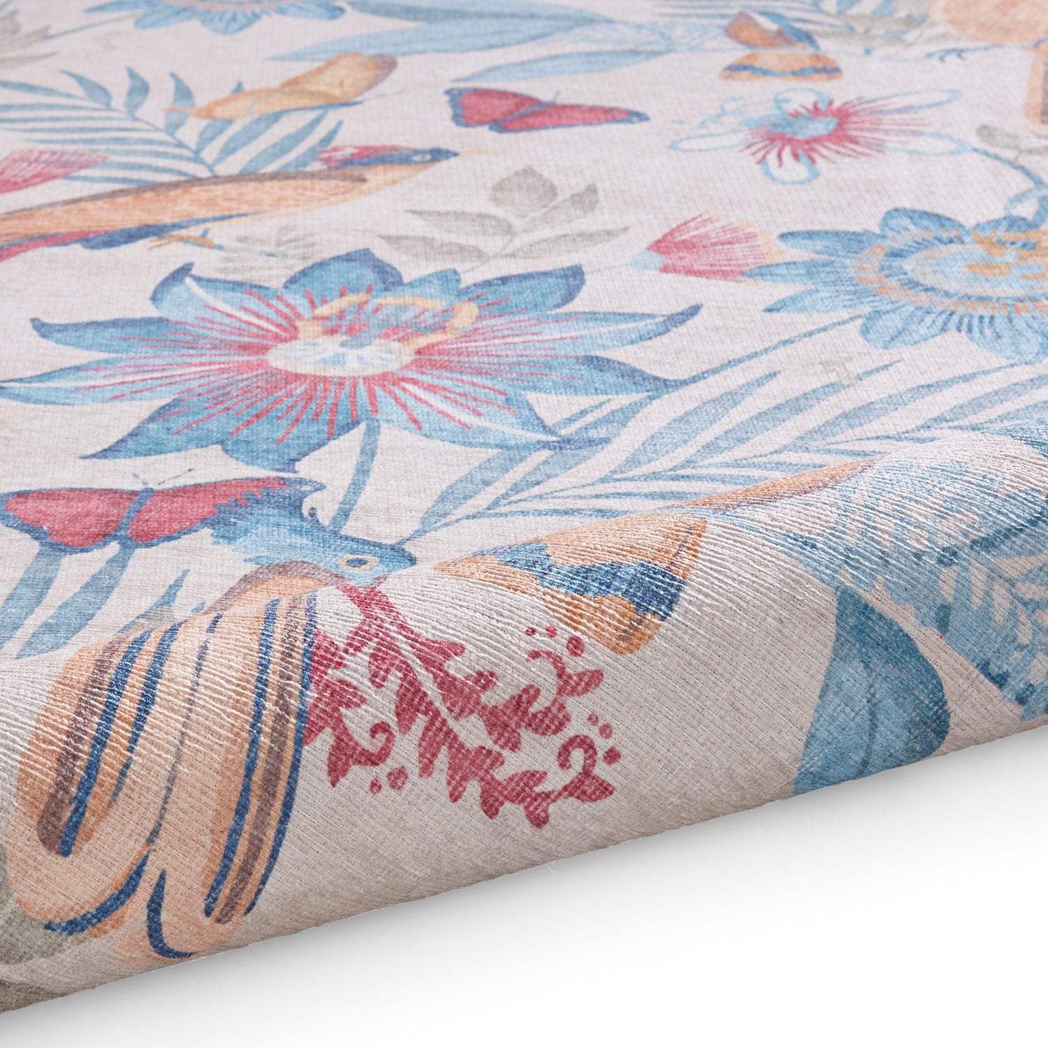 Catherine Lansfield Amaya Tropical Birds Washable Rug Blue