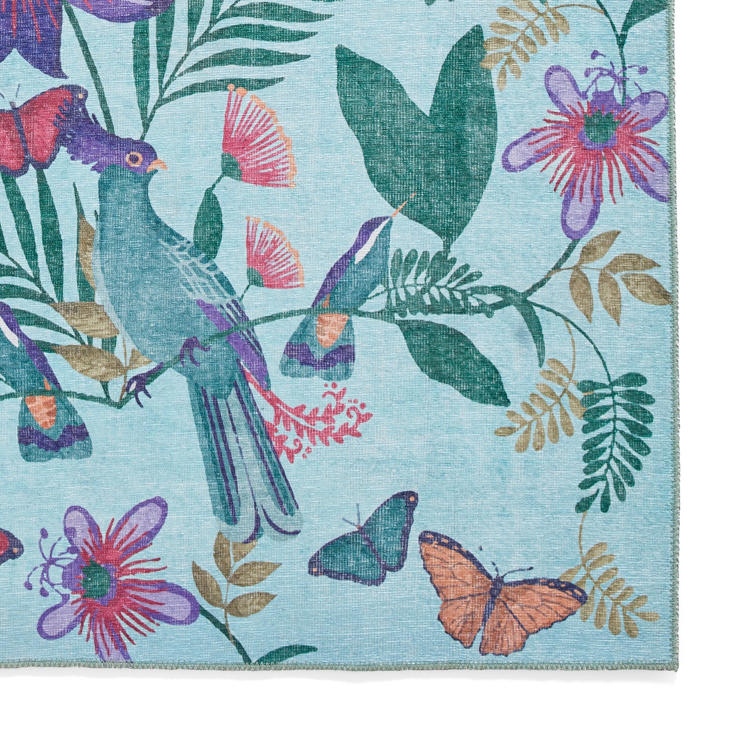 Catherine Lansfield Amaya Tropical Birds Washable Rug Purple
