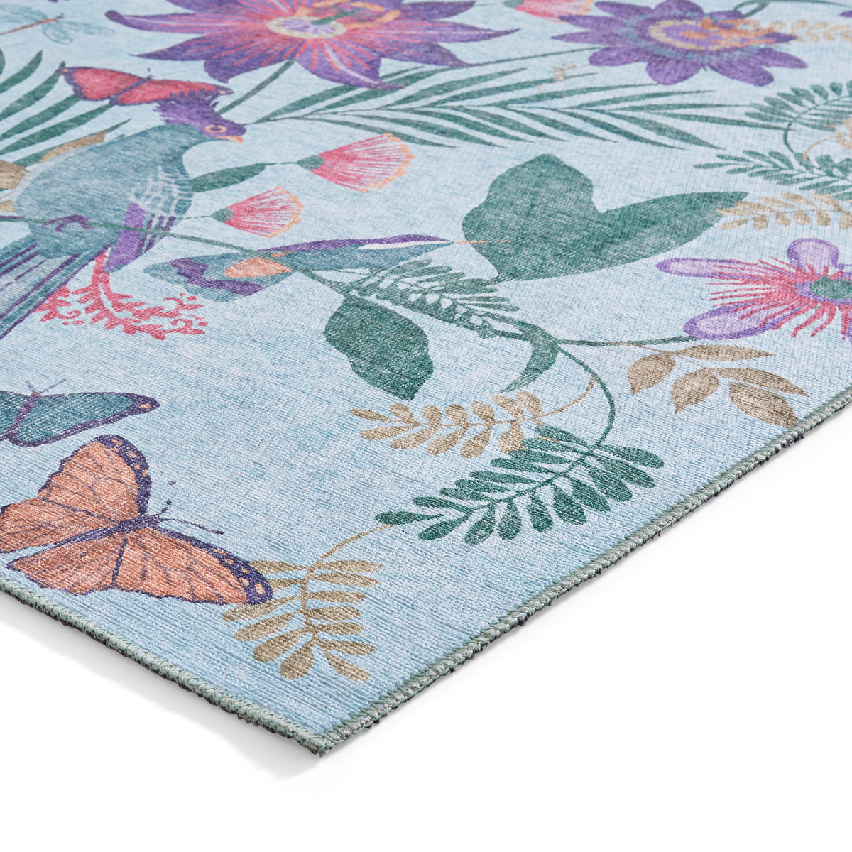 Catherine Lansfield Amaya Tropical Birds Washable Rug Purple