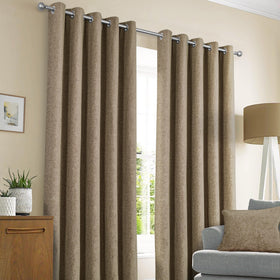 Sundour Amberley Thermal Dimout Ready Made Eyelet Curtains Earth
