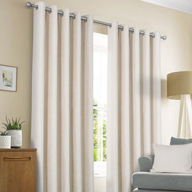 Sundour Amberley Thermal Dimout Ready Made Eyelet Curtains Natural