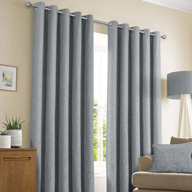 Sundour Amberley Thermal Dimout Ready Made Eyelet Curtains Nickel