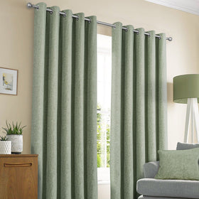 Sundour Amberley Thermal Dimout Ready Made Eyelet Curtains Sage