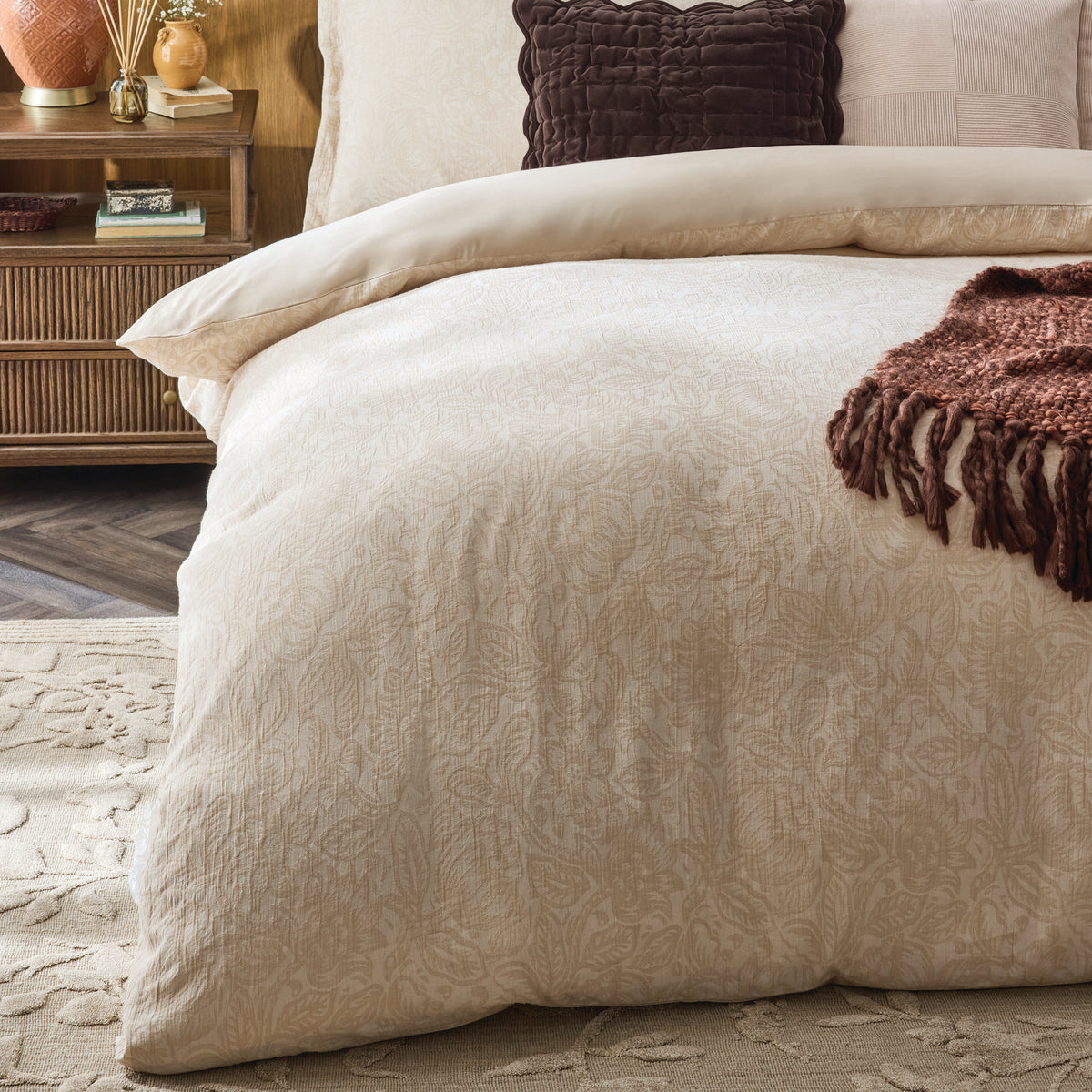 Laura Ashley Ambleford Jacquard Duvet Cover Bedding Set Natural