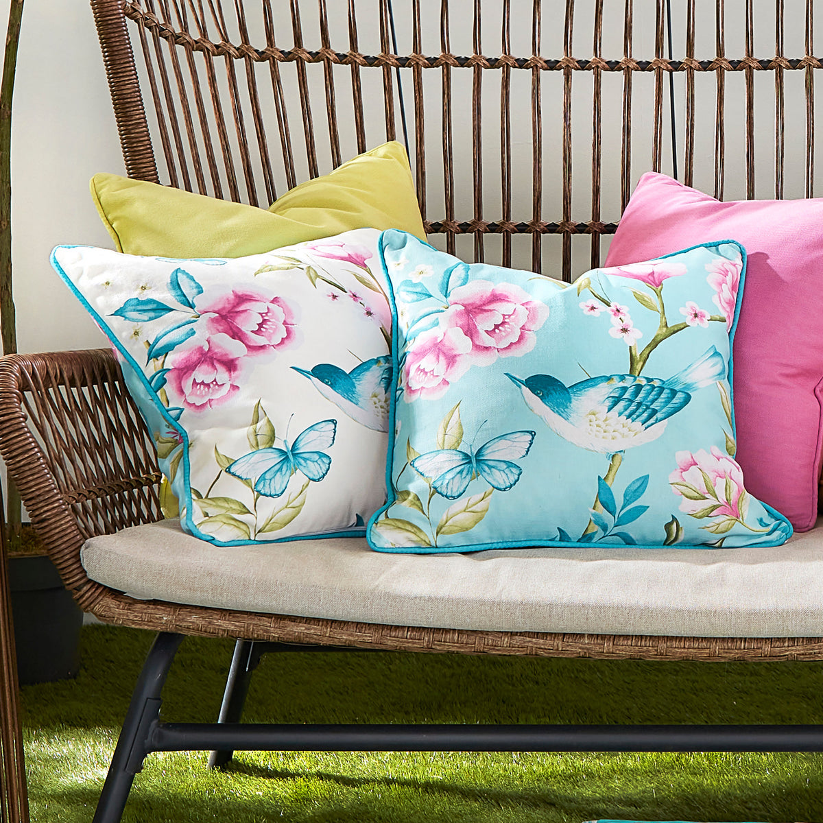 Dreams & Drapes Amelle Outdoor Filled Cushion 43cm x 43cm Blue