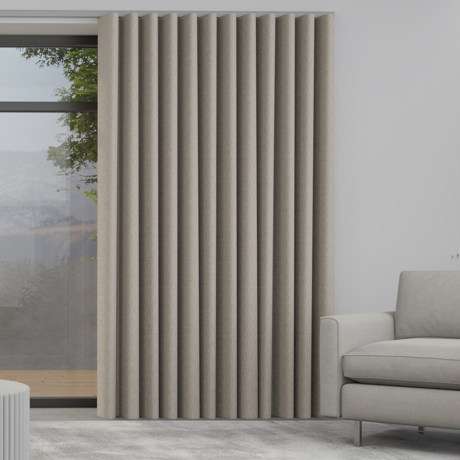 Nico Made to Measure Wave Curtain + FREE Track Taupe