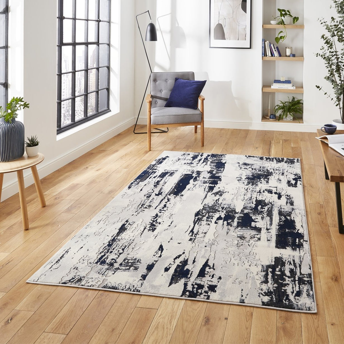 Apollo GR579 Modern Abstract 160cm x 220cm Rug Grey Navy