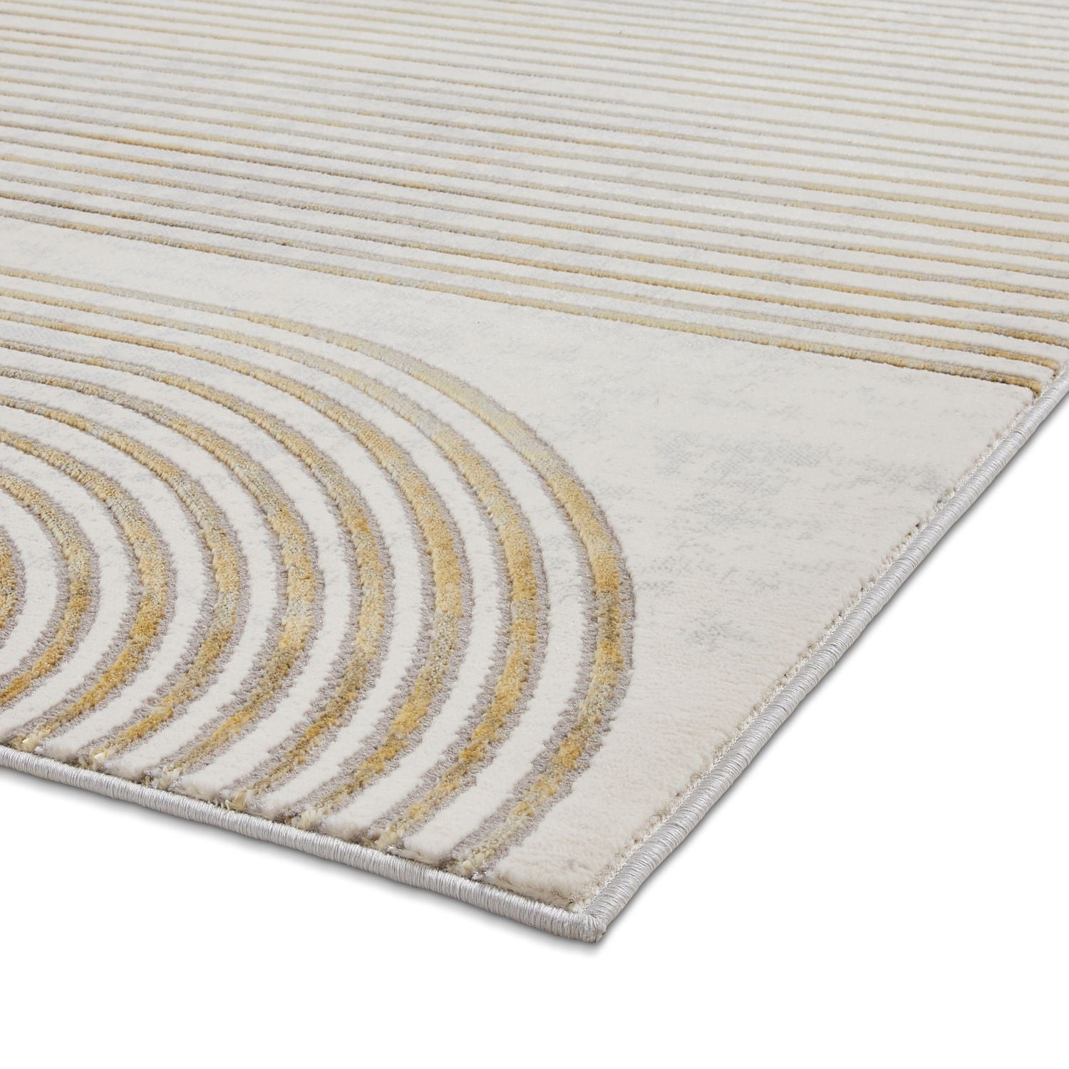Apollo 2683 200cm x 290cm Metallic Effect Yarn Rug Grey Gold