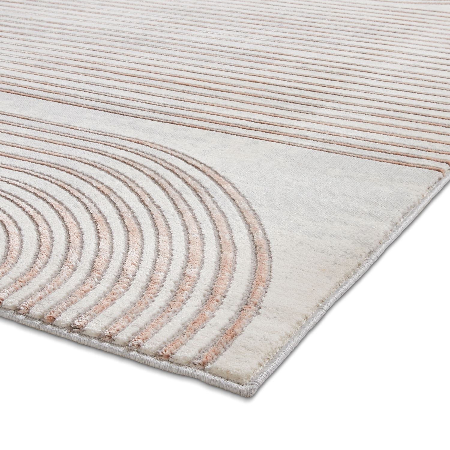 Apollo 2683 Metallic Effect Yarn Rug Grey Rose