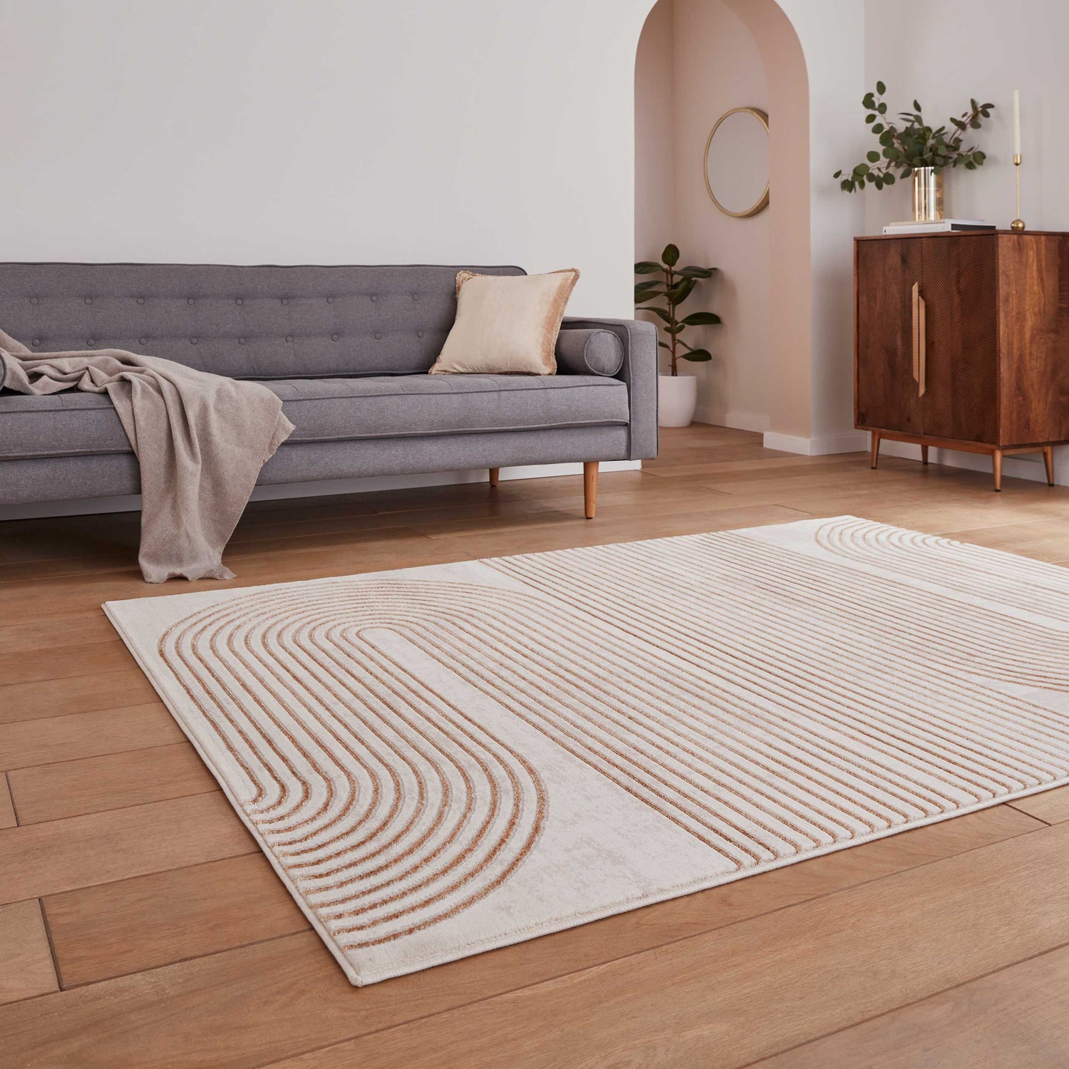 Apollo 2683 Metallic Effect Yarn Rug Bronze Grey