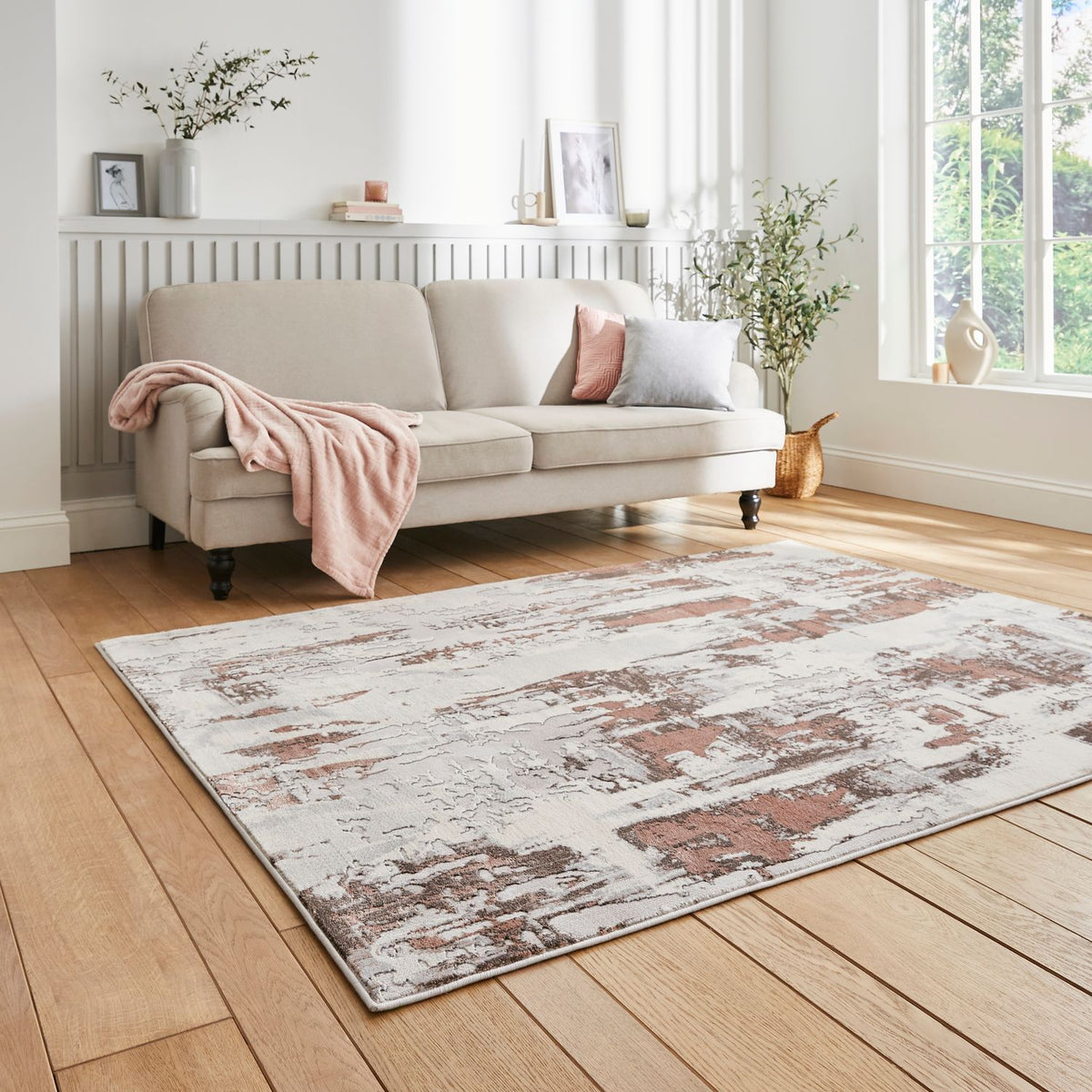 Apollo GR579 200cm x 290cm Metallic Effect Yarn Rug Grey Rose