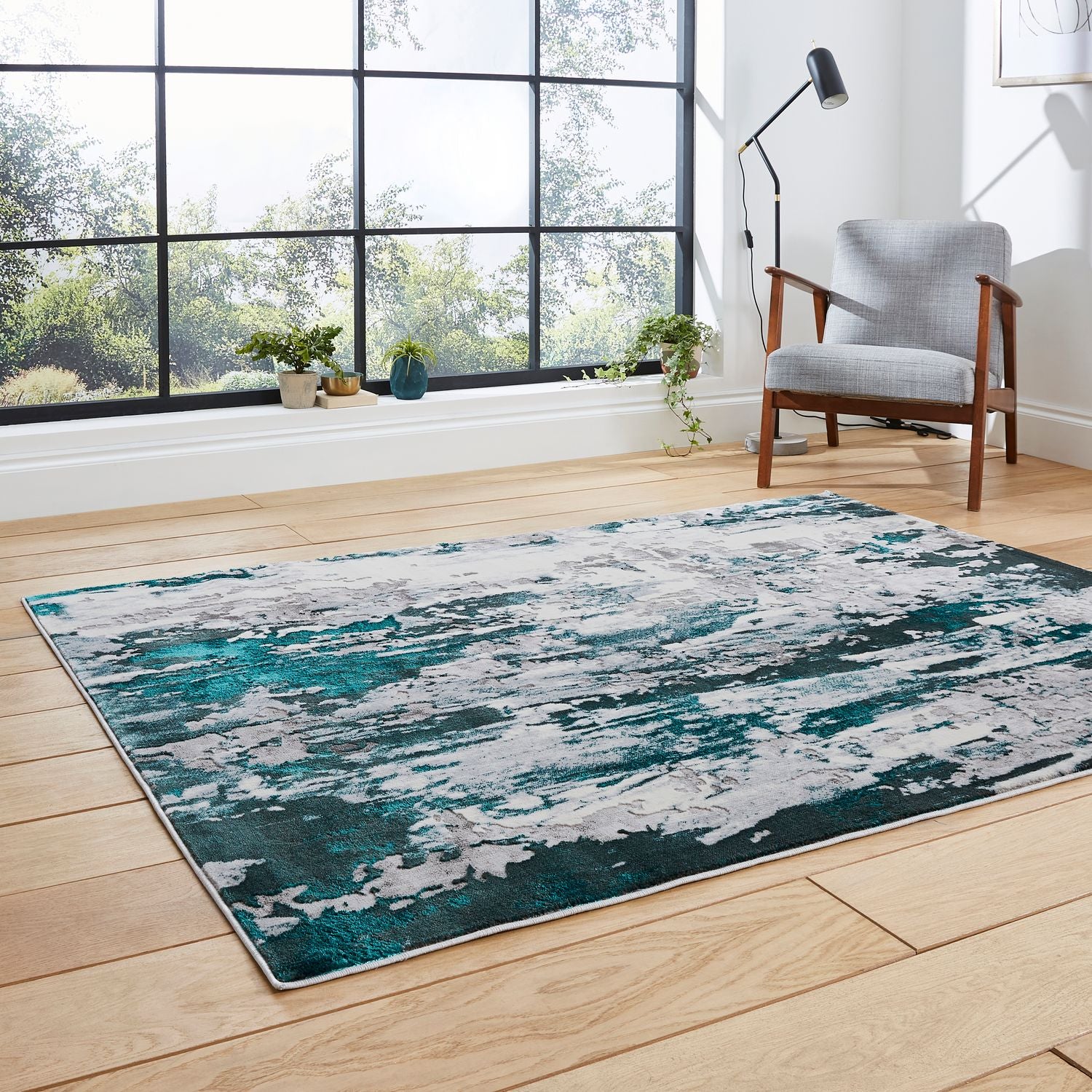 Apollo GR580 200cm x 290cm Metallic Effect Yarn Rug Grey Green