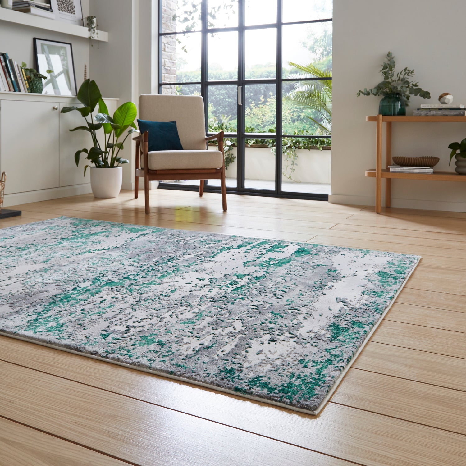 Artemis B9289A Metallic Effect Yarn Rug Green