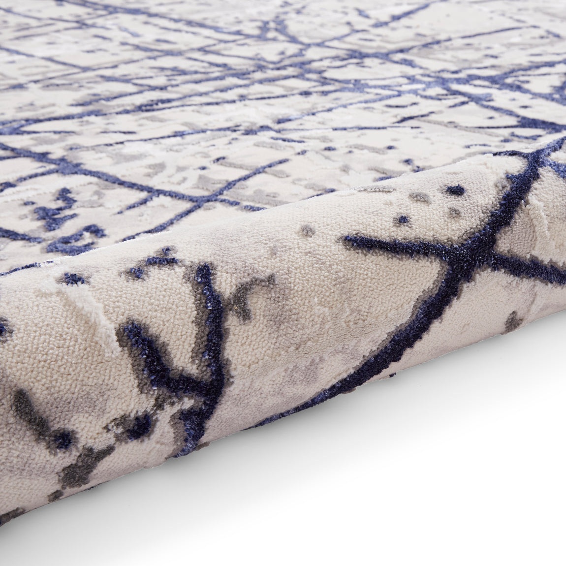 Artemis B8403A Metallic Effect Yarn Rug Blue Silver