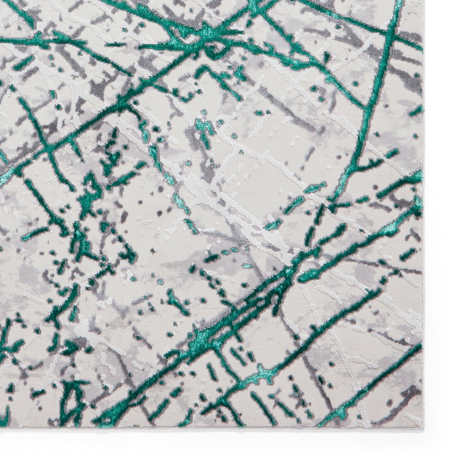 Artemis B8403A Metallic Effect Yarn Rug Green Silver
