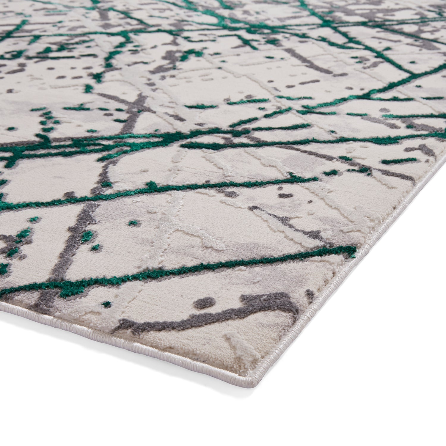 Artemis B8403A Metallic Effect Yarn Rug Green Silver