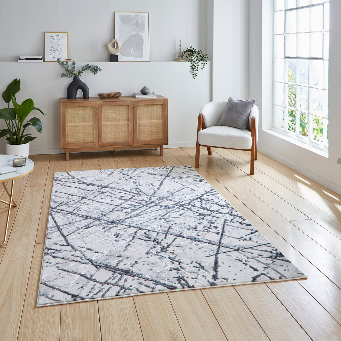 Artemis B8403A Metallic Effect Yarn Rug Silver