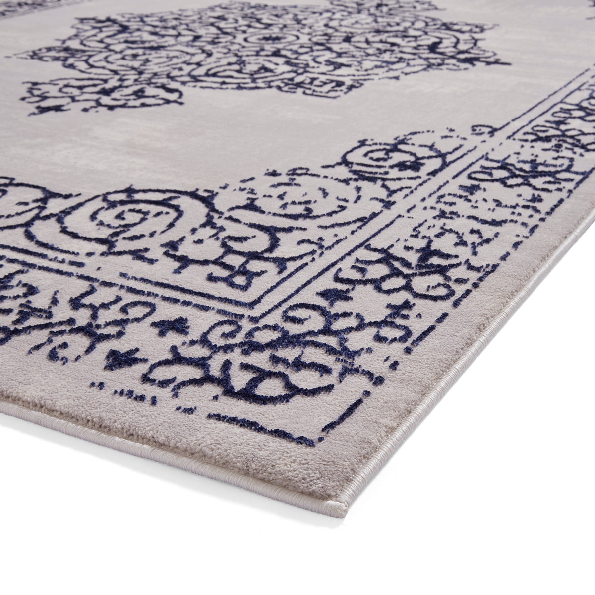 Artemis B9076A Metallic Effect Yarn Rug Blue Silver