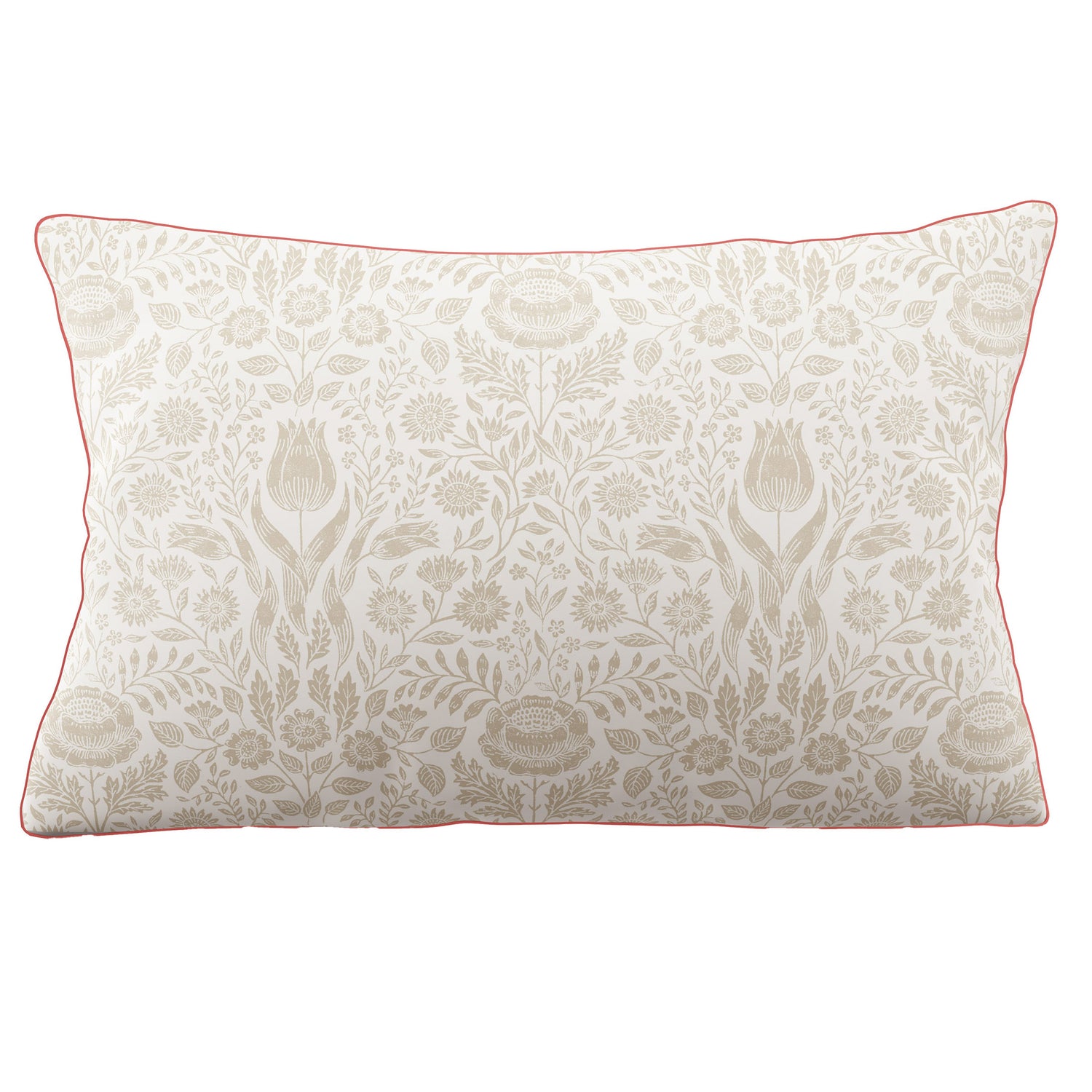 Laura Ashley Ashstead Damask Pair of Housewife Pillowcases Natural Coral