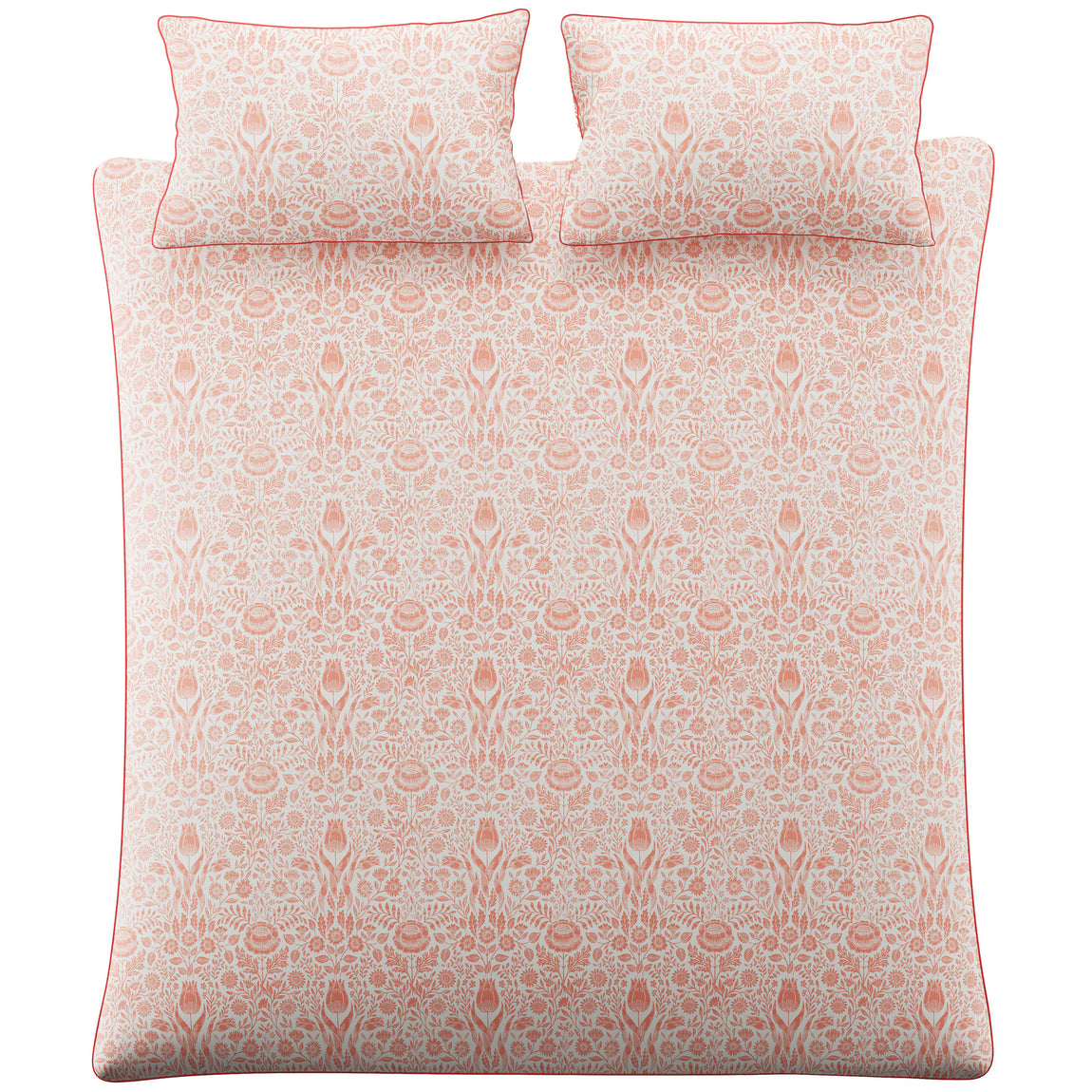 Laura Ashley Ashstead Damask Duvet Cover Bedding Set Natural Coral