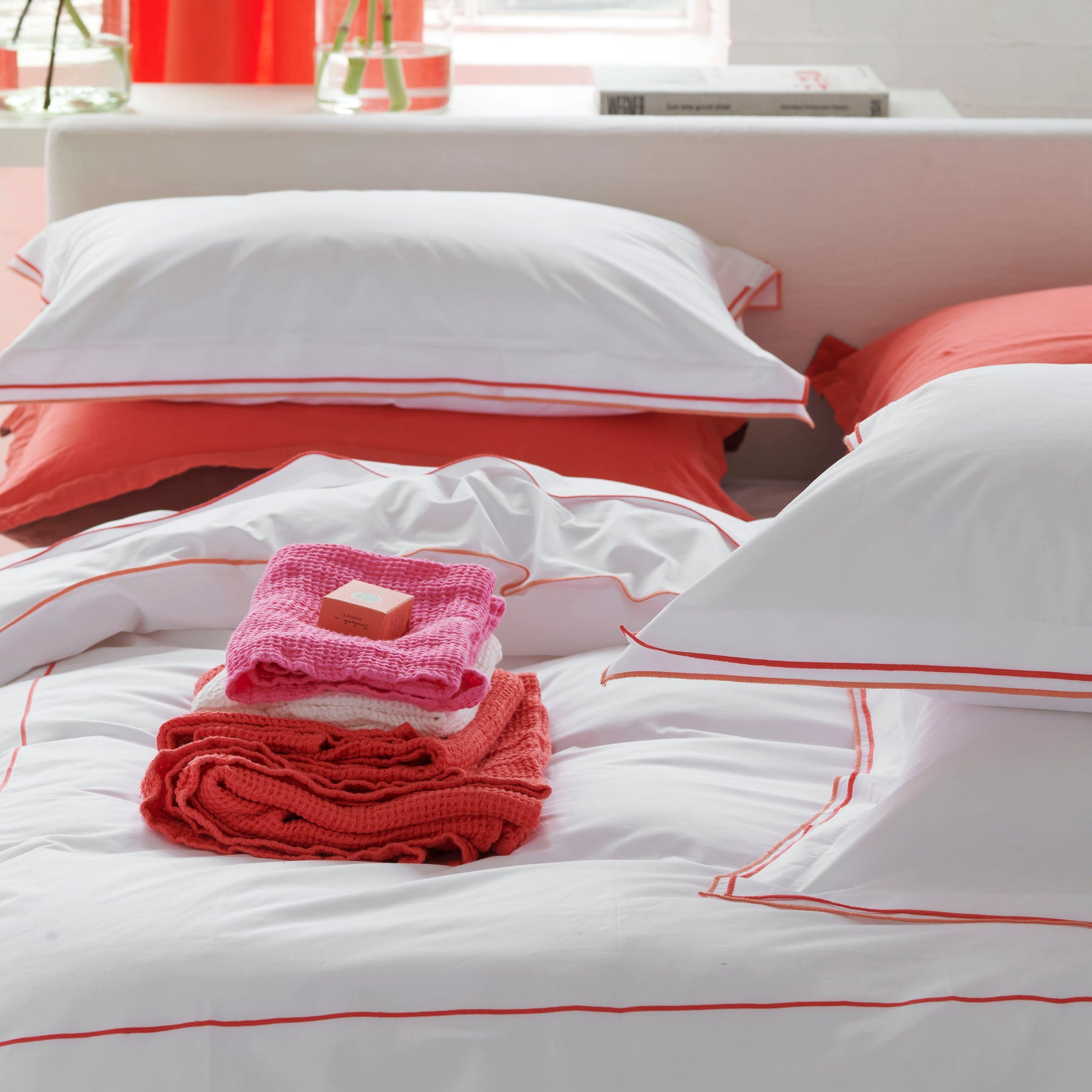 Designers Guild Astor Pair of Oxford Pillowcases Coral Pink