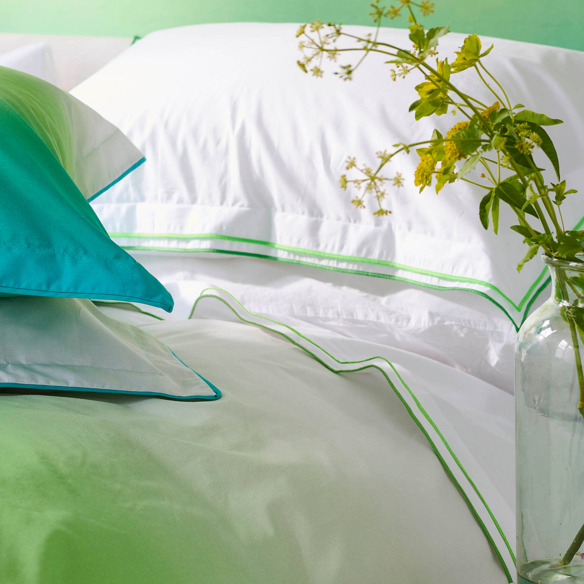 Designers Guild Astor Flat Sheet Emerald Green